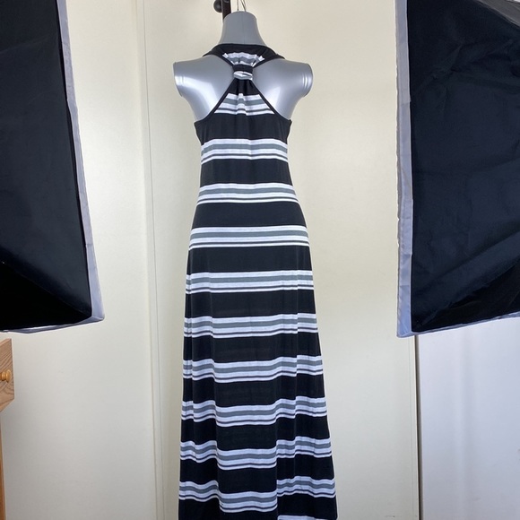 Striped Black and White Maxi Dress - Picture 2 of 16